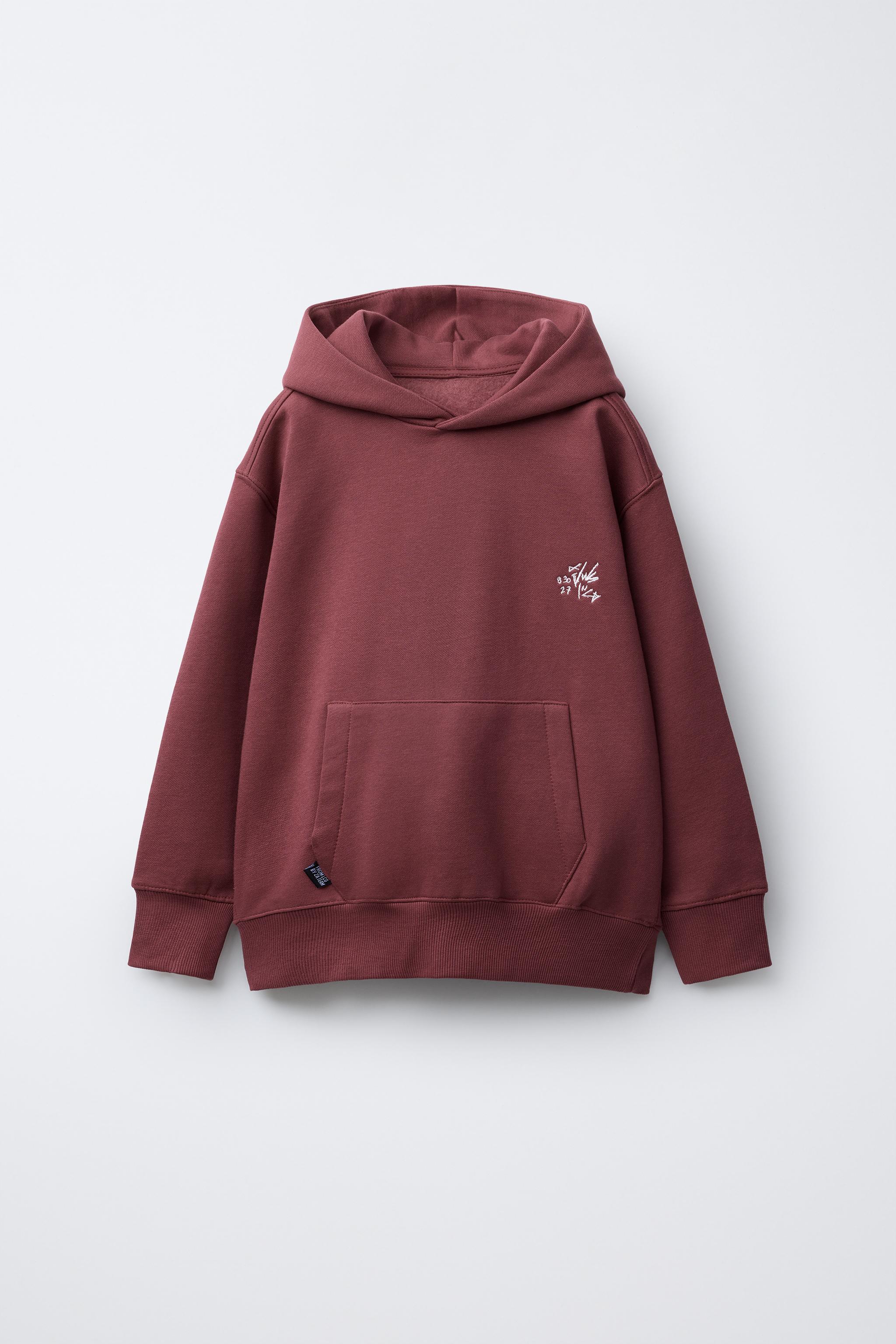 EMBROIDERED TEXT HOODIE SWEATSHIRT